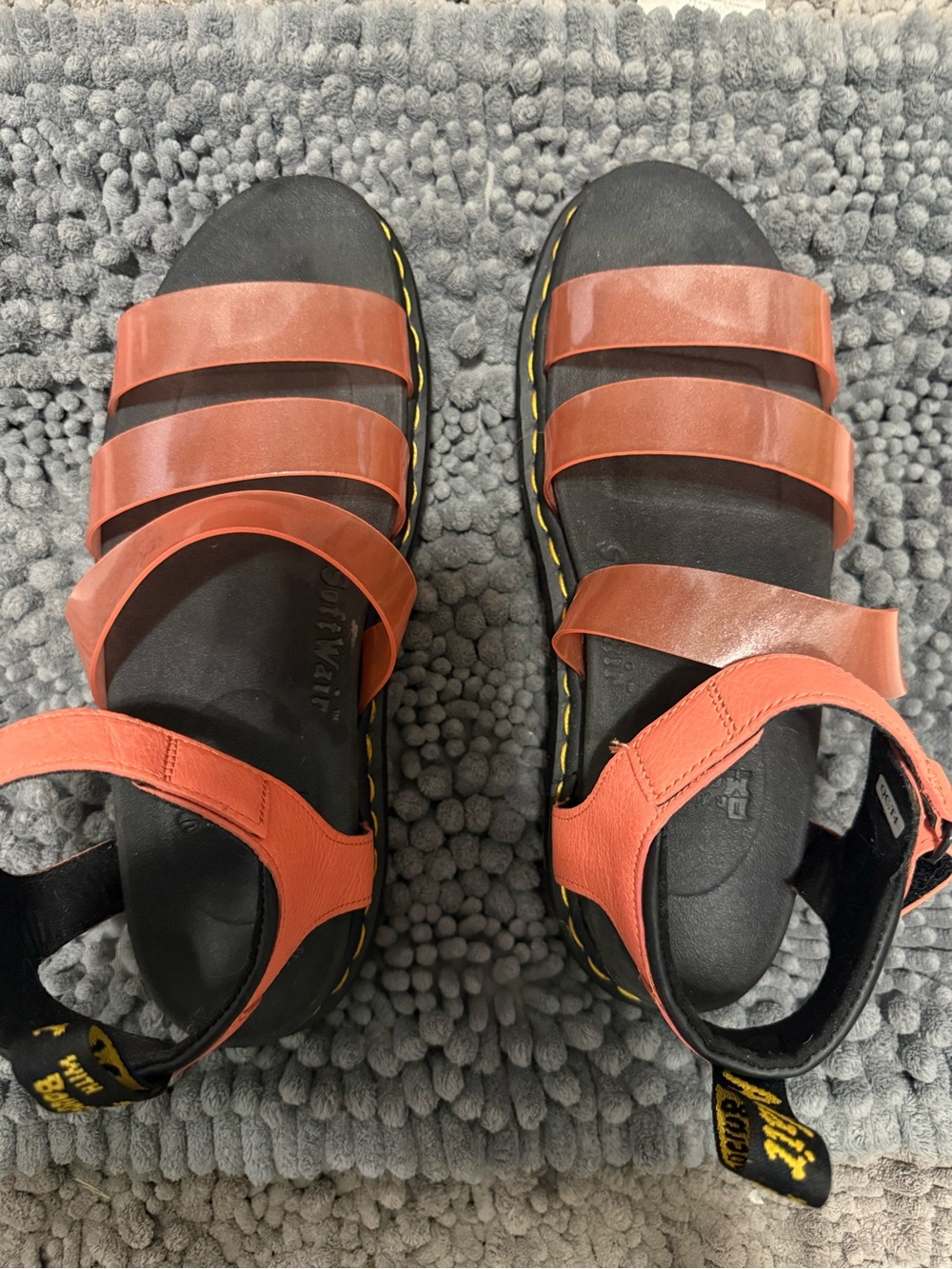 Dr. Martens Coral Triple-Strap Sandals with Black Footbed